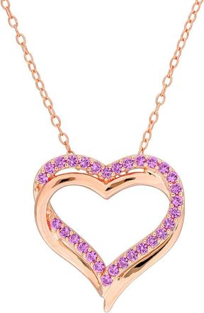 Rina Limor Rose Gold Over Silver 0.51 Ct. Tw. Lab-Grown Created Pink Sapphire Pendant