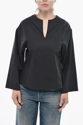 By Malene Birger Cotton Poplin Blouse KAMILL with V-Neck size Xxs