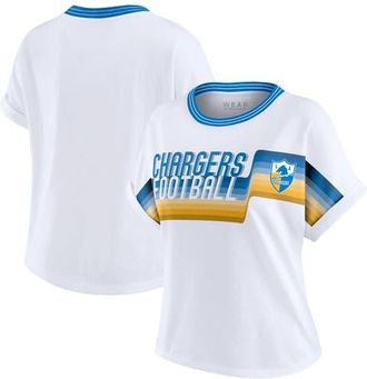 WEAR by Erin Andrews Womens WEAR by Erin Andrews White Los Angeles Chargers Cropped Center Stripe Dolman T-Shirt at Nordstrom, Size Xx-Large