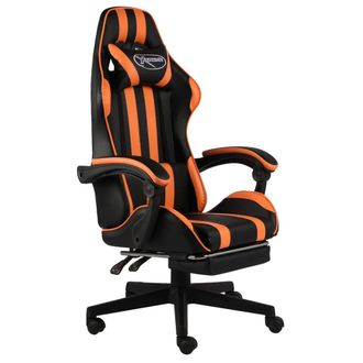 vidaXL Silla Gaming Con Reposapi&eacute;s Cuero Sint&eacute;tico Negro Y Naranja Vidaxl