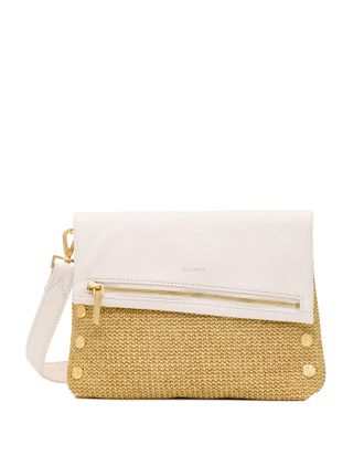 Hammitt Hammitt VIP Calla Lily White Raffia Brushed Gold Hammered Med