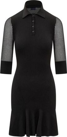 Off-white Arrow Polo-Collar Gebreide Mini Jurk - Dames - Korte kleedjes - Zwart - XS - Kleedjes