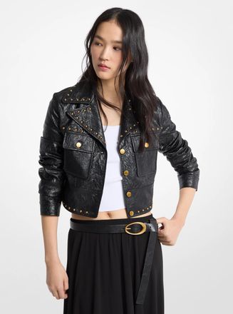 Michael Kors Crinkled Studded Jacket