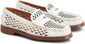 Tod's Laser Cut Calfskin Loafer in Bianco Calce at Nordstrom, Size 11.5Us