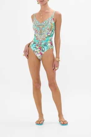 Camilla V Neck Underwire One Piece Gardens Of Queluz at Nordstrom, Size Small Au