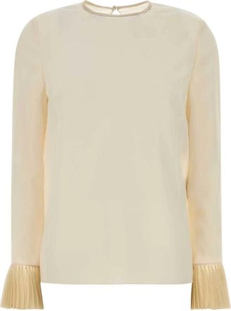 Valentino Garavani Geborduurde Cr&ecirc;pe De Chine Top - Dames - Blouses - Wit - S - Overhemden