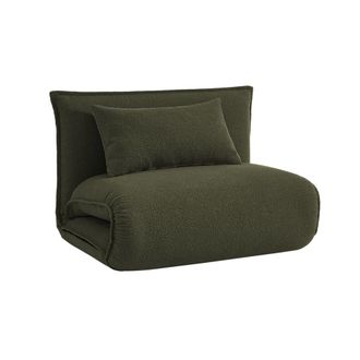 Sweeek Sill&oacute;n cama convertible de tejido borreguito, verde kaki