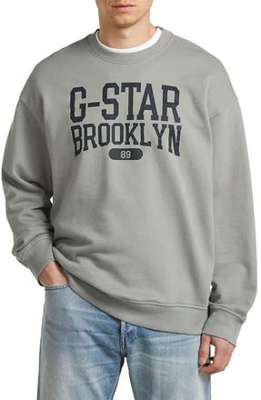 G-Star Colletiate Relaxed Fit Organic Cotton French Terry Crewneck Sweatshirt in Wild Dove at Nordstrom, Size Xx-Large