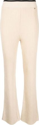 Sonia Rykiel Casual Bruine Broek Katoen Viscose Polyester - Dames - Wijde Broeken - Beige - L - Katoen - Broeken