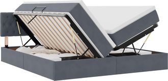 vidaXL Cama De Almacenamiento Led Con Colch&oacute;n Gris Oscuro 180 X 200 Cm Vidaxl