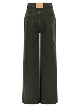 Nude Garment-Dyed Cotton Wide-Leg Jeans - Olive
