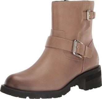 Lucky Brand Taini Boots Women Brown Leather Side Zip Round Toe Ankle JOBB141