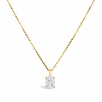 House of Brilliance 14K Gold Lab Grown Oval Solitaire Diamond Pendant Necklace