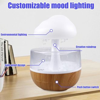 OEM Umidificatore Rain Clouds Con Luce Notturna: Fontana DAcqua Torbida 3 In 1, Diffusore Di Oli Essenziali, Luce Notturna A 7 Colori, Scrivania, Tavolo