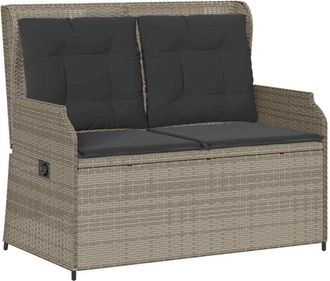 vidaXL Banco De Jard&iacute;n Gris Claro Rat&aacute;n Sint&eacute;tico Vidaxl