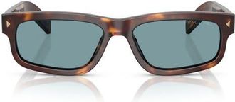 Prada 57mm Polarized Rectangular Sunglasses in Brown Tort at Nordstrom