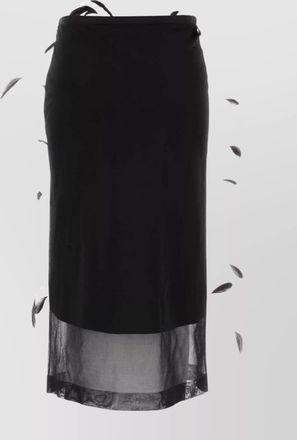 Jil Sander silk midi skirt with sheer hem and feather embellishments