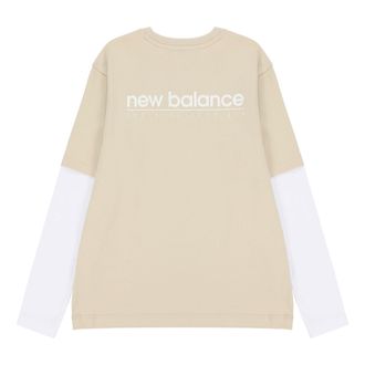 New Balance Contrasting Colors Sports Round Neck Pullover Apricot Color T-Shirt 5DC16063-BEI