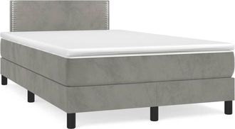 vidaXL Cama Box Spring Con Colch&oacute;n Terciopelo Gris Claro 120x190 Cm Vidaxl