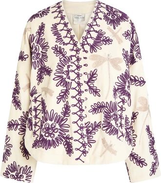 Forte_Forte floral-embroidered jacket - women - Cotton/Viscose - III - Neutrals
