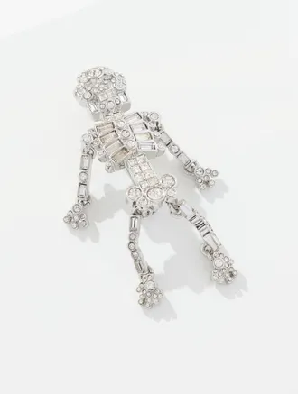 Talbots Skeleton Brooch - Clear Crystal/Rhodium - 001 Talbots