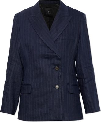 Anine Bing Jassen, Dames, Blauw, L, Leer, Aretha Blazer