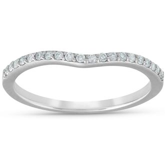 Pompeii3 1/8cttw Diamond Curved Wedding Engagement Guard Enhancer Band 14k White Gold