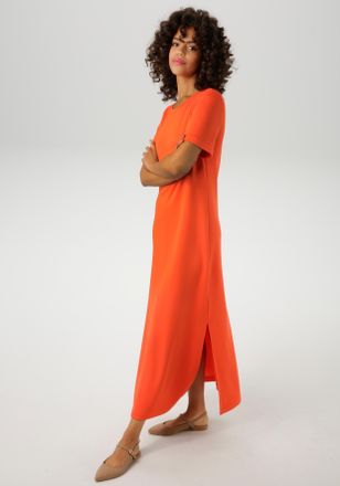 Aniston Maxikleid ANISTON CASUAL, Damen, Gr. 36, N-Gr, orange, Jersey, Obermaterial: 47% Polyester, 47% Viskose, 6% Elasthan, unifarben, figurumspielend kn&ouml;ch