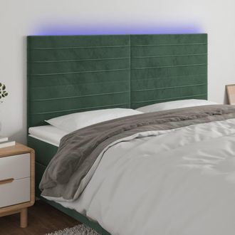 vidaXL Cabecero Con Luces Led Terciopelo Verde Oscuro 180x5x118/128 Cm Vidaxl
