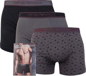 Emporio Armani Heren Core Logo Boxershorts (Set van 3) (Zwart/Grijs/Charcoal)