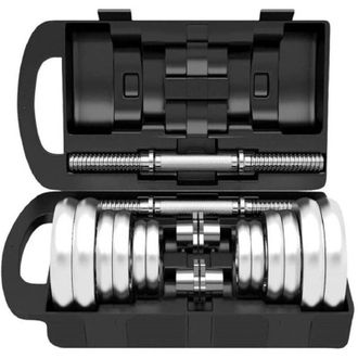 Trade Shop Trade Shop Traesio - Set Manubri Regolabili Dumbbell 30kg Manubrio Elettrolitico Bilanciere Palestra