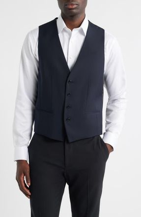 BOSS Houston Slim Fit Dark Navy Virgin Wool Suit Vest in Dark Blue at Nordstrom, Size 46 Regular