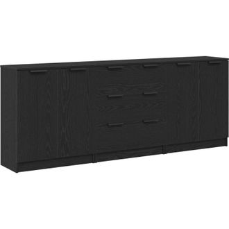 vidaXL Vidaxl - Aparador Roble Negro 180 X 30 X 70 Cm Madera Contrachapada