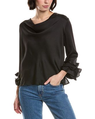 Vince Camuto Cowl Neck Tiered Ruffle Sleeve Top
