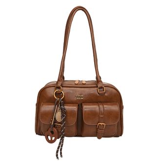 Generic Cymwer Retro Top Handle Bag with Multiple Pockets PU Leather Handbag for Commute Travel (Red)