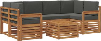 vidaXL Conjunto De Sof&aacute;s De Exterior 7 Uds. Natural Y Antracita Vidaxl