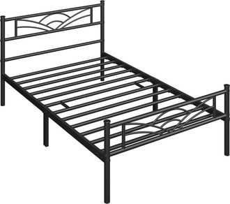 Yaheetech Yaheetech Cama Individual con Espacio Bajo Marco Metal Altura 32 cm Cama Individual con Cabecera para Colchón de 90 x 200 cm Negro