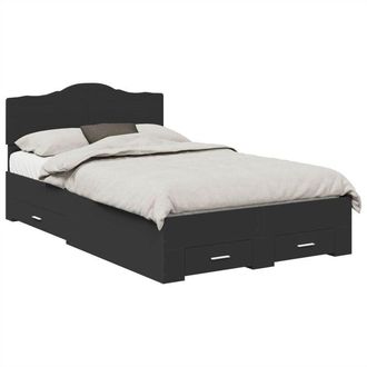 vidaXL Bed Frame with Headboard Black 135 x 190 cm Engineered Wood vidaXL