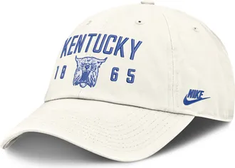 Nike Kentucky Natural Club Nike Mens College Adjustable Hat in White | NC0111KUKV-3WA