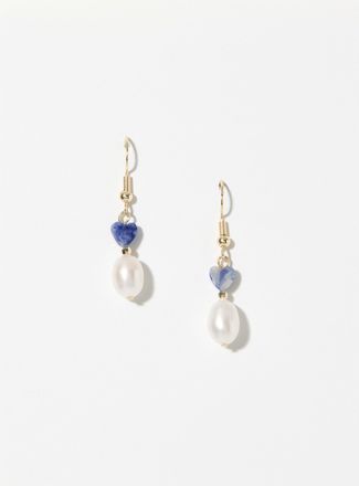 Simons Womens Heart and pearl earrings