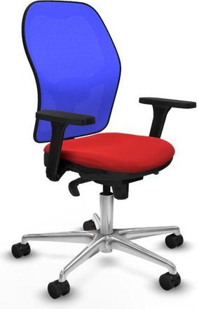 Piqueras y Crespo Piqueras Y Crespo - Jorquera Sincro Malla Azul Similpiel Rojo Brazos 3d Base Aluminio Ruedas 65mm Nailon