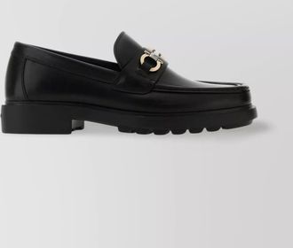 Ferragamo loafers thick sole metal accents