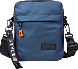 Generic Compatible For Men Simple Mini Crossbody Bag Side Casual Waterproof PU Leather Shoulder Business Small Messenger Sling Bags(Blue)