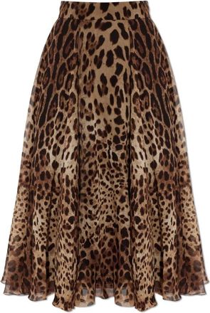 Dolce & Gabbana Silk Skirt - Dames - Midirokken - Bruin - L - Leer - Rokken