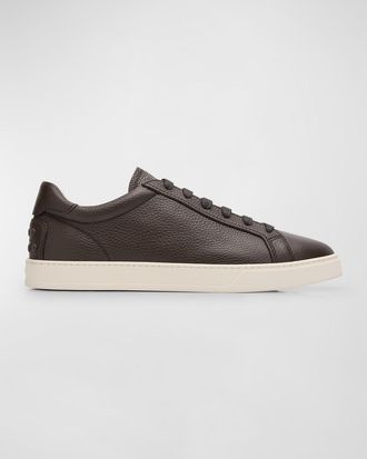 Tod's Mens Grained Leather Low-Top Sneakers