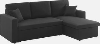 Sweeek Sweeek - Sof&aacute; Cama Esquinero Reversible De 3 Plaza, Ida, Negro, 219x84x68 Cm