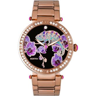 Bertha Sunglasses Camilla Mother-Of-Pearl Bracelet Watch in Rose Gold at Nordstrom