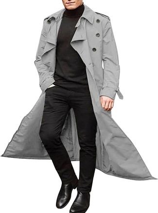 Generic todays offers special deals prime deals trench coat men long coat mens pea coat mens formal long business jacket full length double breasted pea coat 