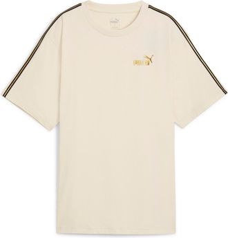 Puma T-Shirt PUMA ESS TAPE MINIMAL GOLD TEE, Damen, Gr. L, weiss (alpine snow), Jersey, Obermaterial: 100% Baumwolle, unifarben, relaxed fit normal, Rundha