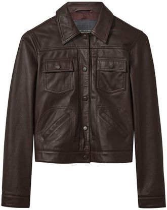Reiss Ely Sheep Leather Trucker Jacket